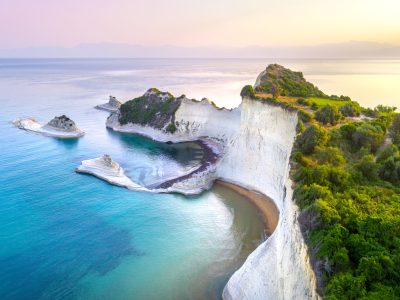 Beautiful view of Cape Drastis in the island of Corfu in Greece